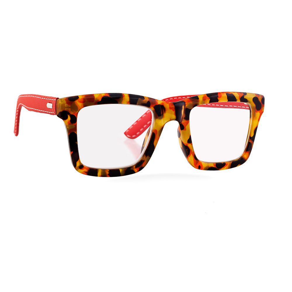 KAZ | Amber Tortoise | Red Vegan Leather – Ryan Simkhai Eyeshop