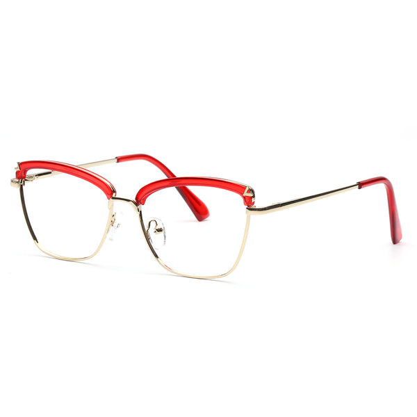 CLOVE | Red Accent | Gold Metal Frame