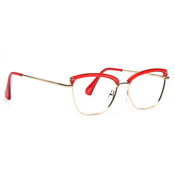 CLOVE | Red Accent | Gold Metal Frame