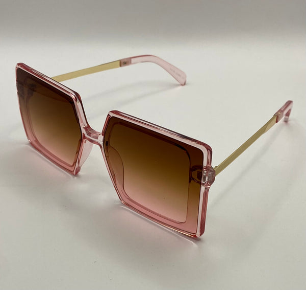 JULIET | Transparent Pink | Gold Metal | Gradient Brown Pink Lens