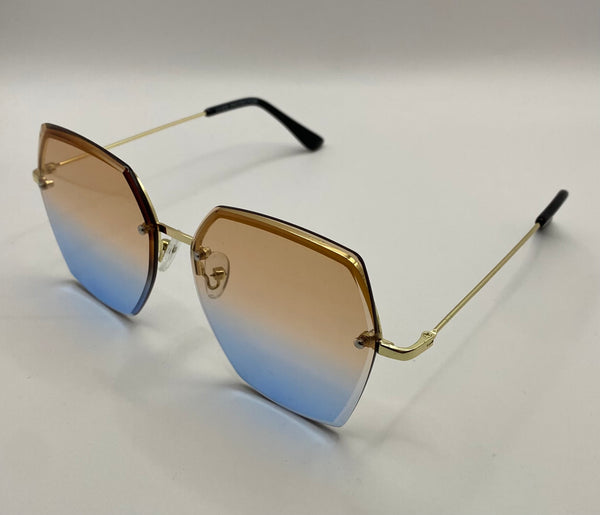 MOLLY | Gold Metal | Brown - Blue Gradient Lens