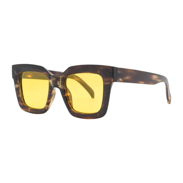 Ellie | Striped Brown | Yellow Lens