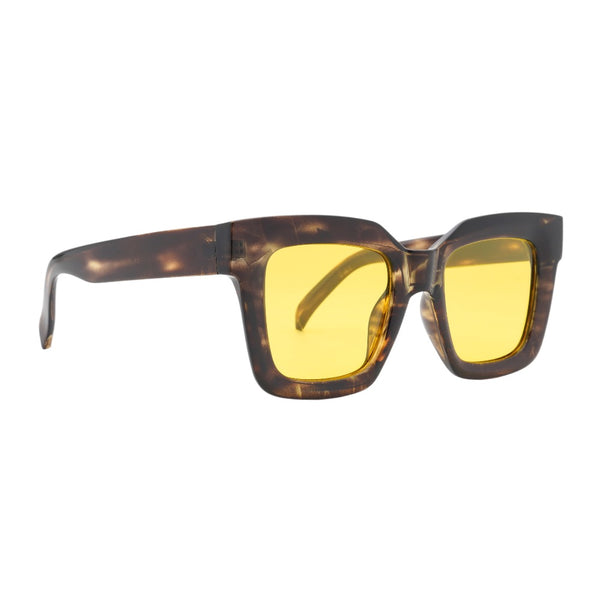 Ellie | Striped Brown | Yellow Lens