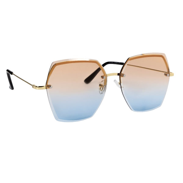 CICELY | Gold | Peach Blue Lens