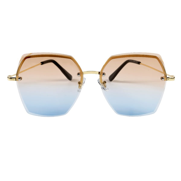 CICELY | Gold | Peach Blue Lens