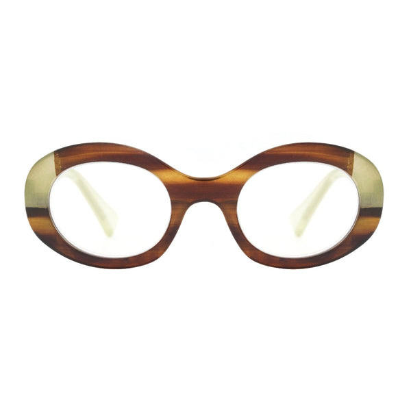 SERAPHINA | Brown | Light Green Temples | Blue Light