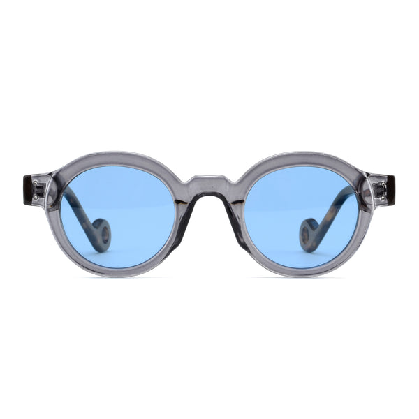 DEVAN | Transparent Grey | Tortoise Temples | Blue Lens