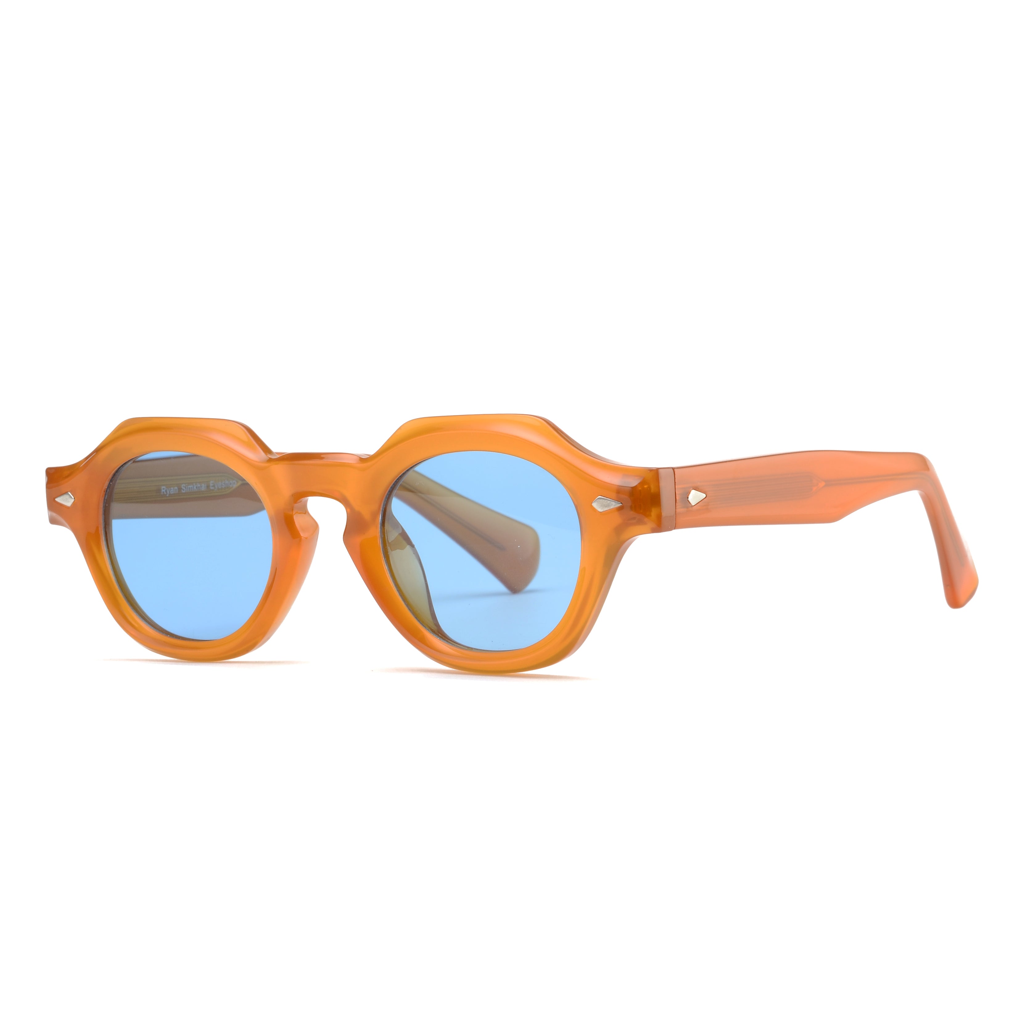 LAMAR |Transparent Caramel | Blue Lens – Ryan Simkhai Eyeshop