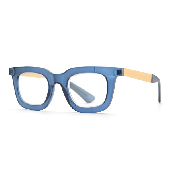 OLIVIA | Matte Transparent Blue | Matte Gold Temples |Blue Light