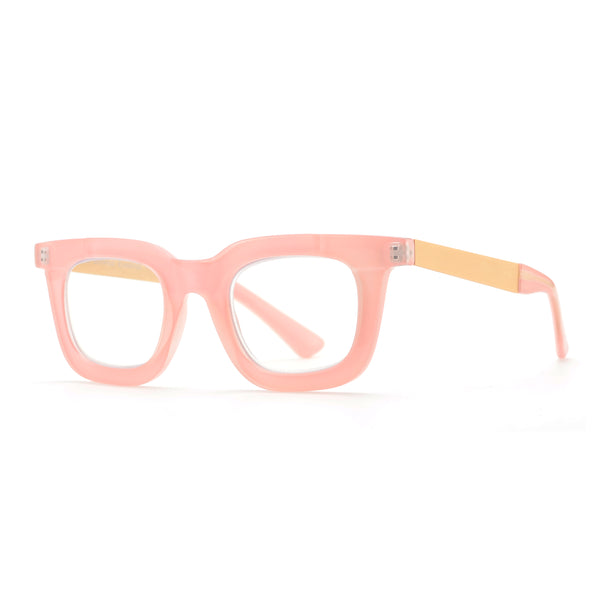 OLIVIA | Pink | Matte Gold Temples | Blue Light