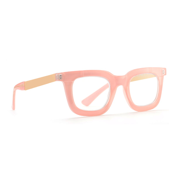 OLIVIA | Pink | Matte Gold Temples | Blue Light