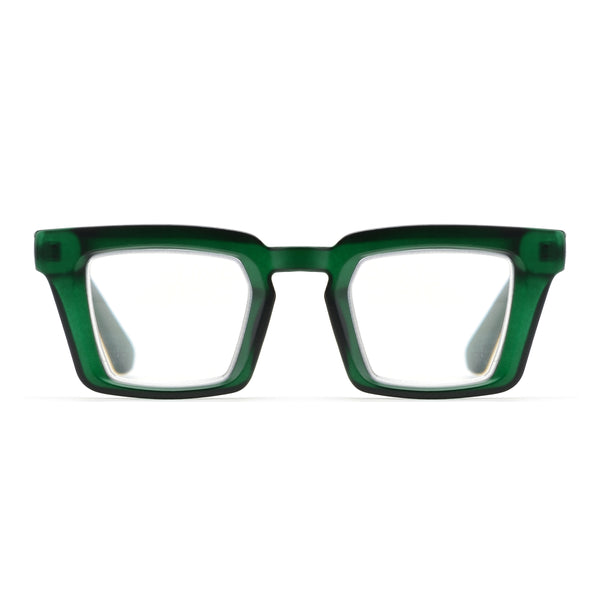 KAYDEN | Matte Transparent Green | Matte Gold Temples | Blue Light