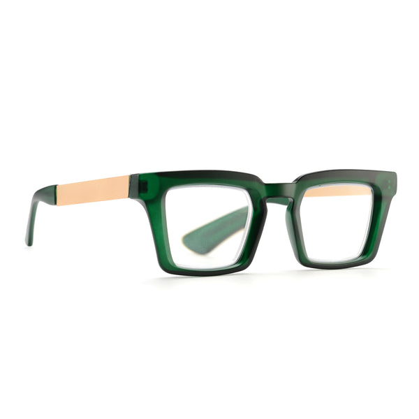 KAYDEN | Matte Transparent Green | Matte Gold Temples | Blue Light