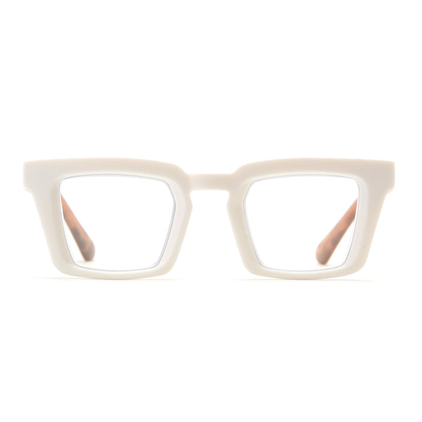 KAYDEN | Matte White | Matte Gold Temples | Blue Light