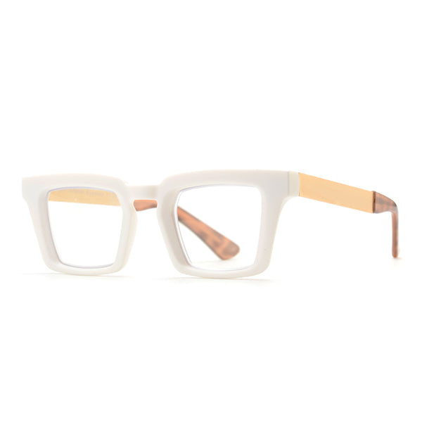KAYDEN | Matte White | Matte Gold Temples | Blue Light