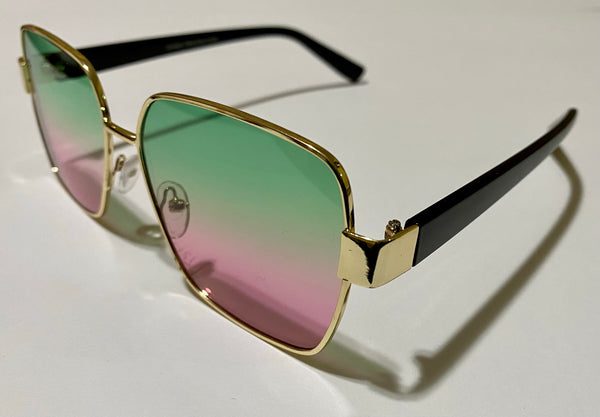 MATEO | Gold Metal | Green Pink Lens